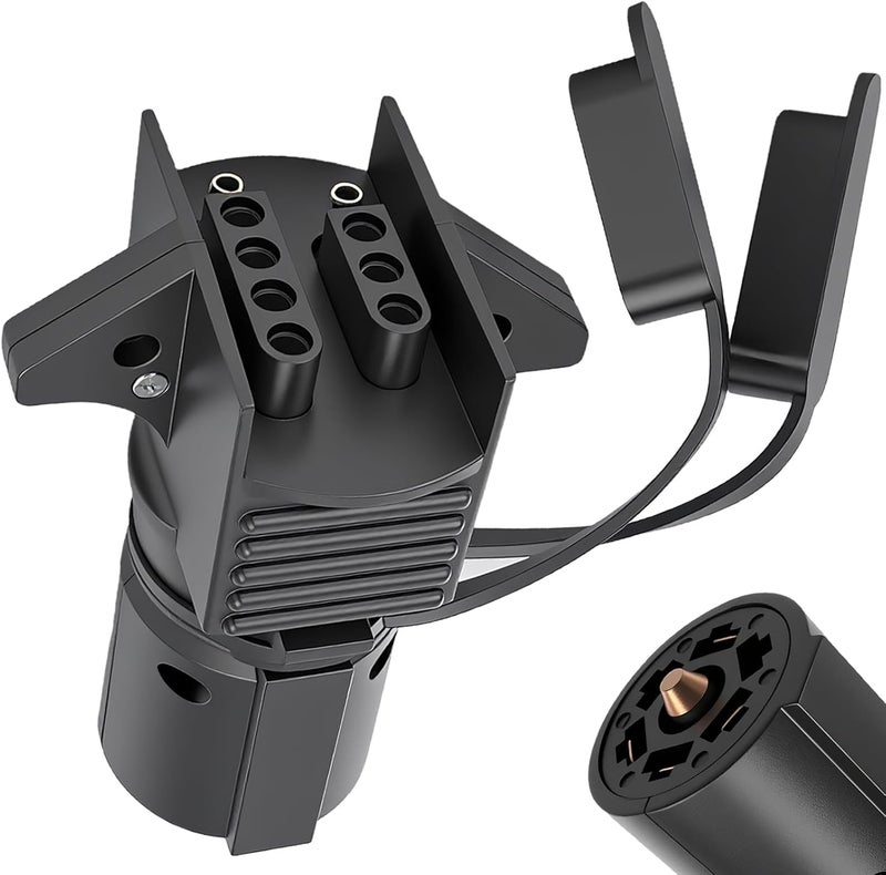 CXTM 7 to 4 and 5 Trailer Plug Adapter 7 Way Round to 4 Way and 5 Way Flat Trailer Light Adapter, 2-in-1 Design Trailer Adapter - Image 1